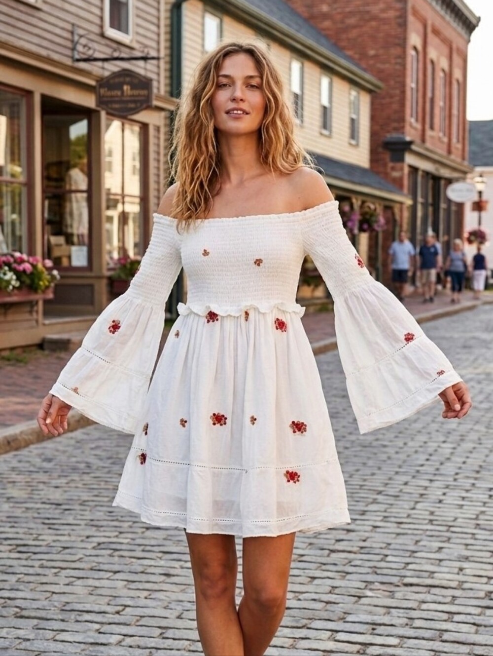 Free People Women's Boho Counting Daisies White Embroidered Mini Dress Size XS
